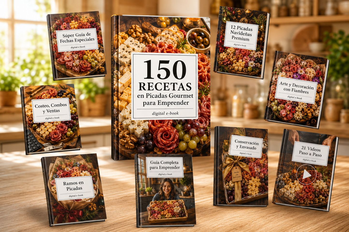 150 Recetas de picadas  para Emprender + 8😱BONOS DE REGALO! 🎁📽️ PASO A PASO
